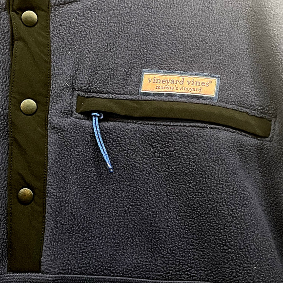 Vineyard Vines Sweater Mens XXL Blue Harbor Fleece Quarter Zip Pullover Snap - Picture 5 of 12